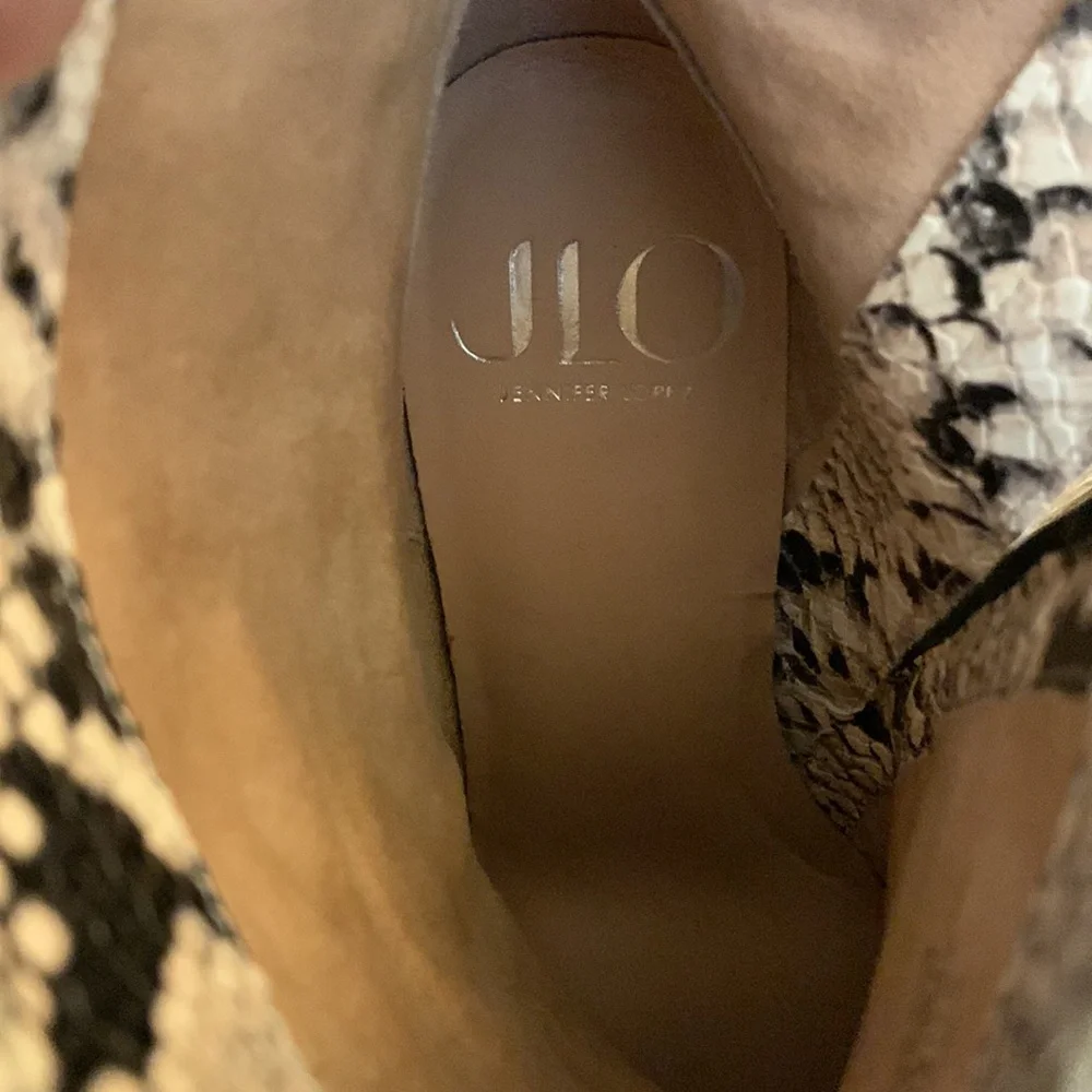 JLO Jennifer Lopez Frankalina bootie - faux snakeskin & rhinestones
